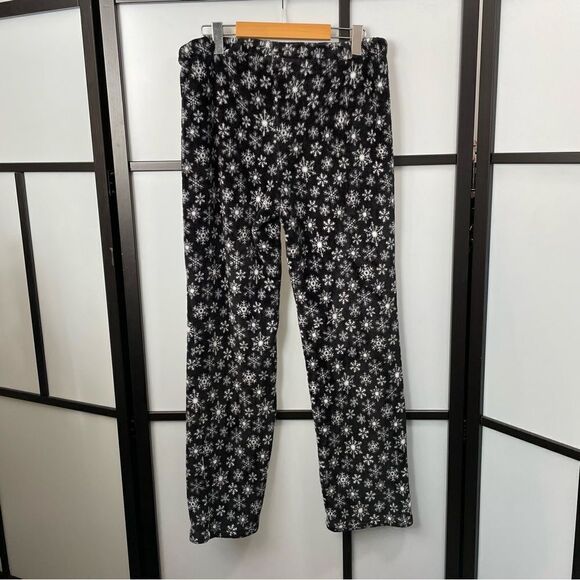 [M] Women’s George Black with White Snowflakes Fleecy Winter Pyjama Pant - Picture 3 of 8